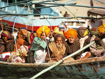 Sacred bath in the holy Ganges sangam