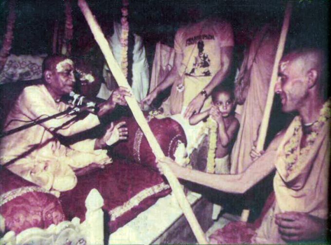 Swami B.G. Narasingha Maharaja receives sannyasa from Srila Prabhupada