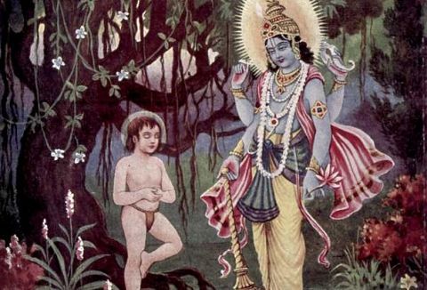 Narayana blessing Dhruva Maharaja